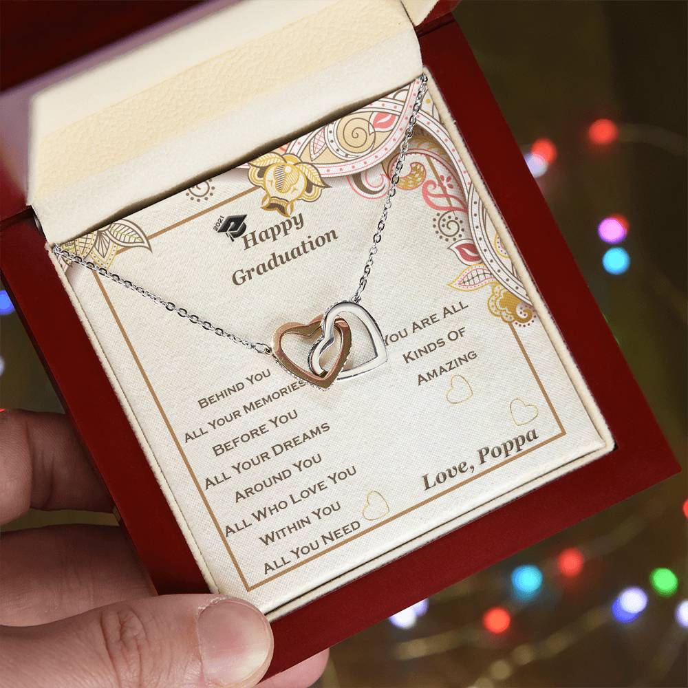 Interlocking Heart Necklace For Granddaughter Graduation Perfect Gift Interlocking Hearts Necklace