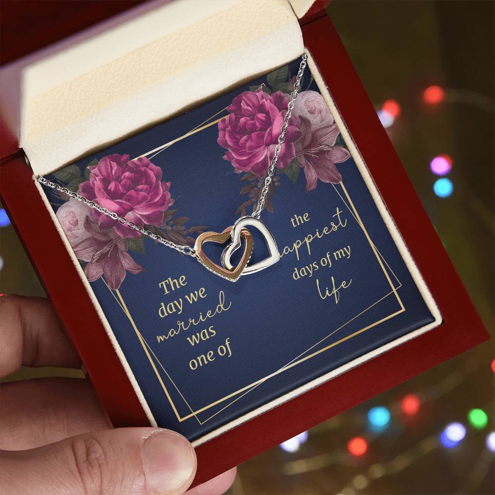 The Day We Married - Interlocking Hearts Necklace - Gift For Wife