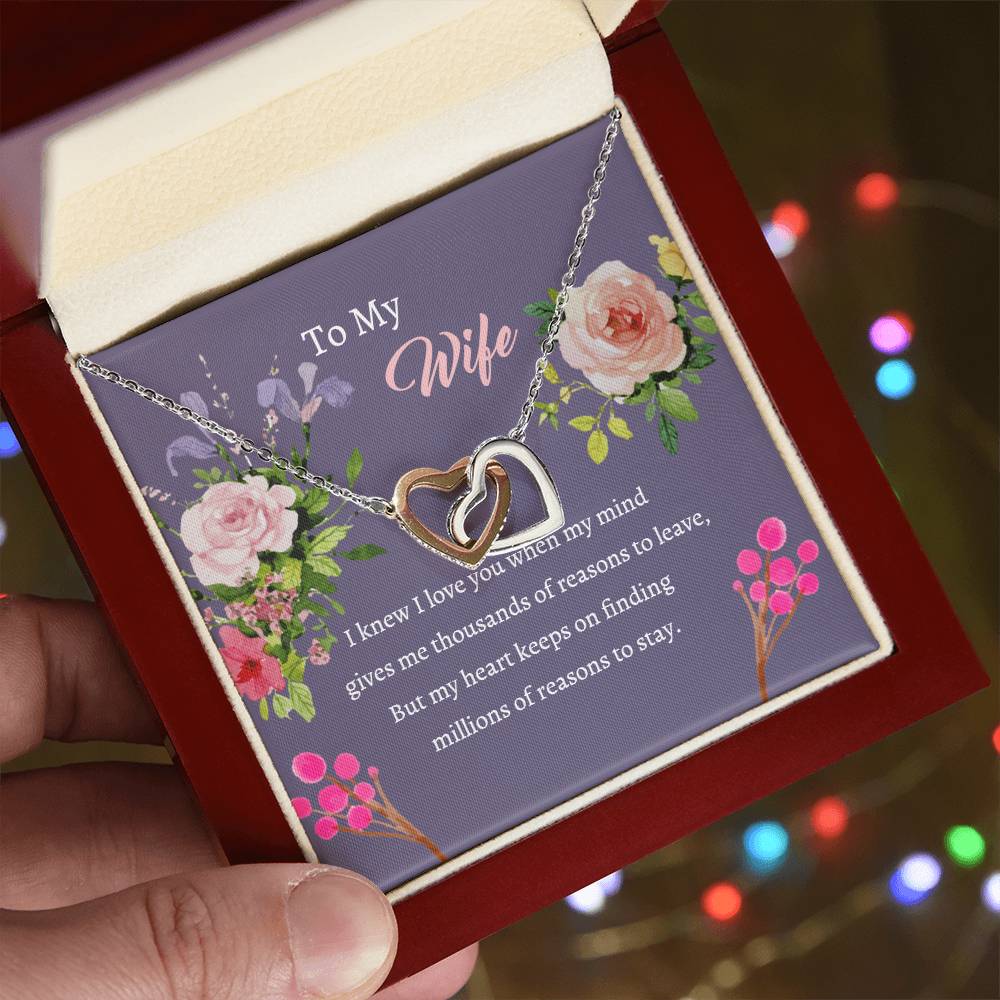 To My Wife - Mind Heart Stay - Necklace Interlocking Hearts Necklace