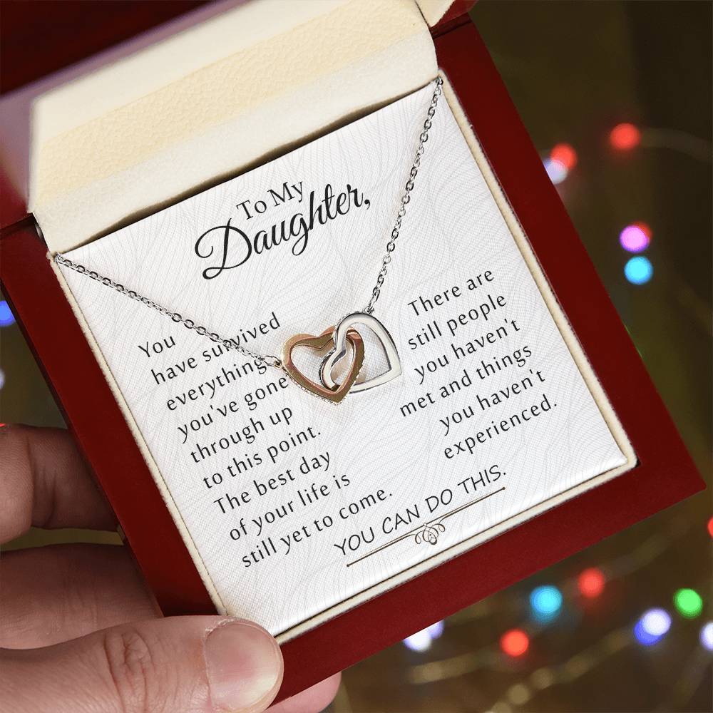 To My Daughter - You Can Do This Interlocking Hearts Necklace