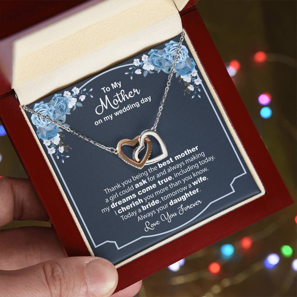To My Mother On My Wedding Day - Thank You - Necklace Interlocking Hearts Necklace