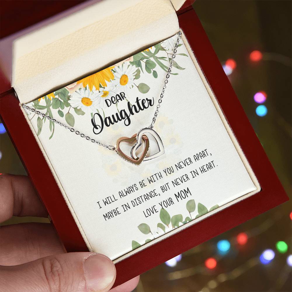 Dear Daughter - Gift From Mom Birthday Wish For Daughter Interlocking Hearts Necklace