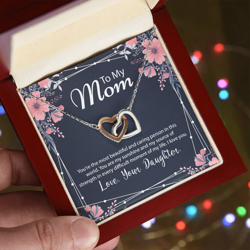 Beautiful Gift For Mom From Daughter Interlocking Hearts Necklace