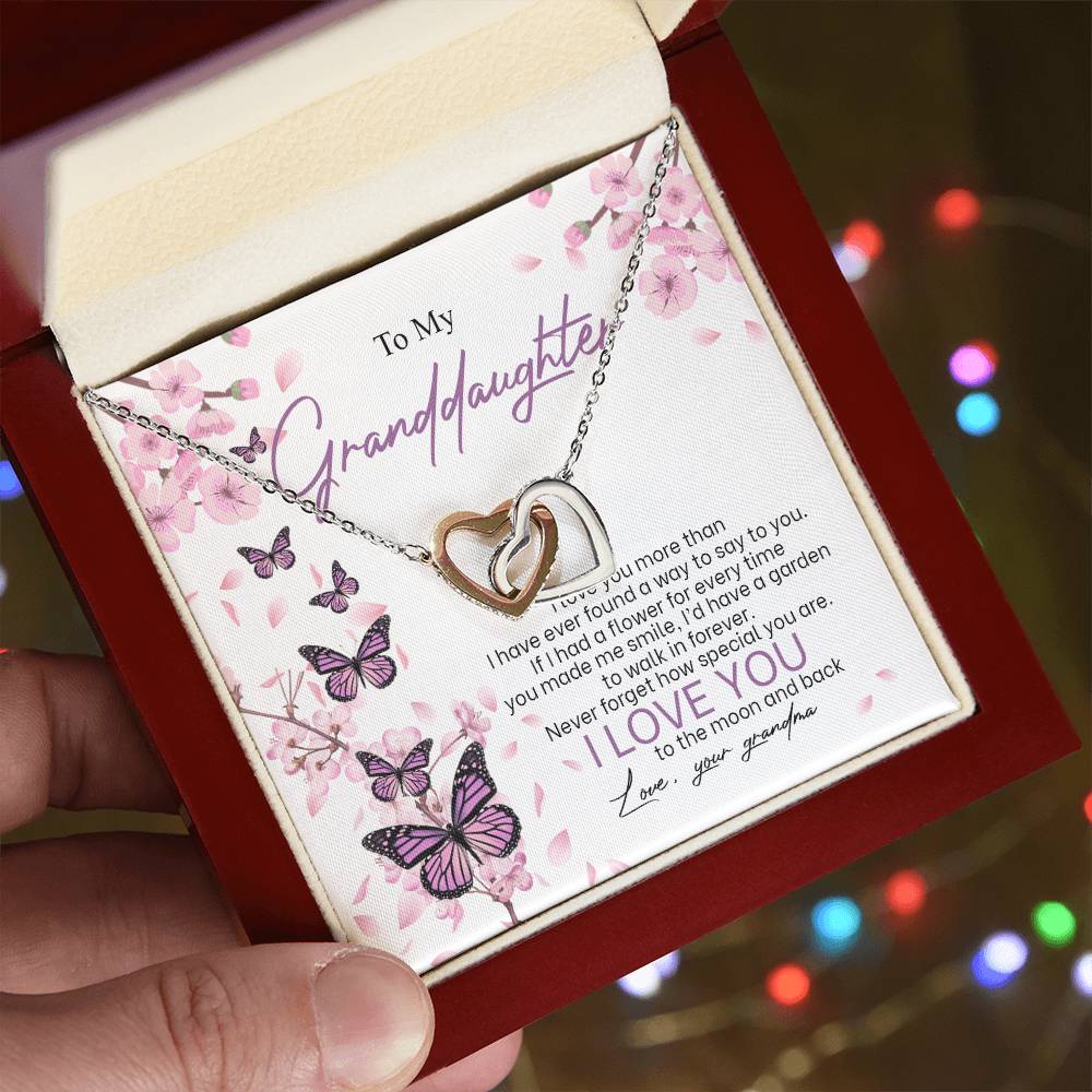 I Love You The Most - Best Gift For Granddaughter Interlocking Hearts Necklace