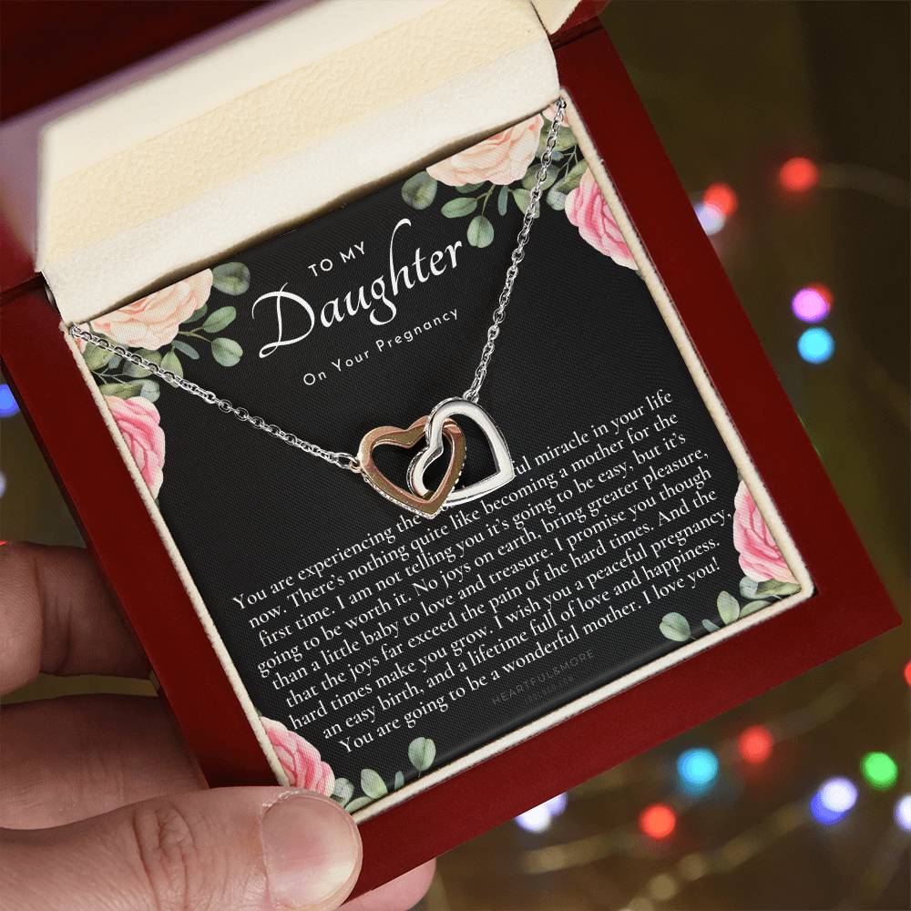 Pregnancy Gift For Daughter Baby Shower Gift Mom To Be Gift Expecting Mom Gift Pregnant Daughter Gift From Mom Interlocking Hearts Necklace