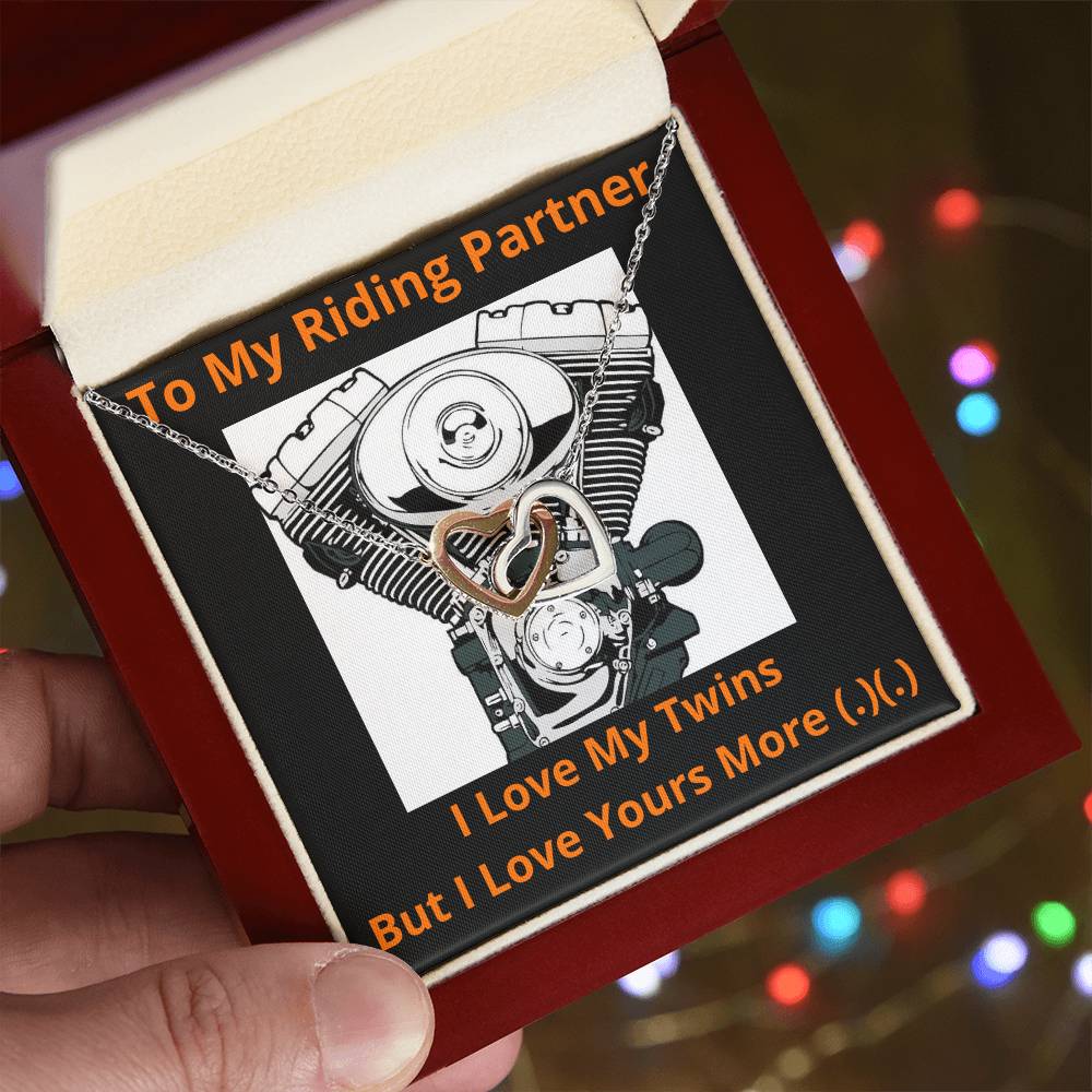 To My Riding Partner I Love My Twins Limited Edition Interlocking Hearts Necklace