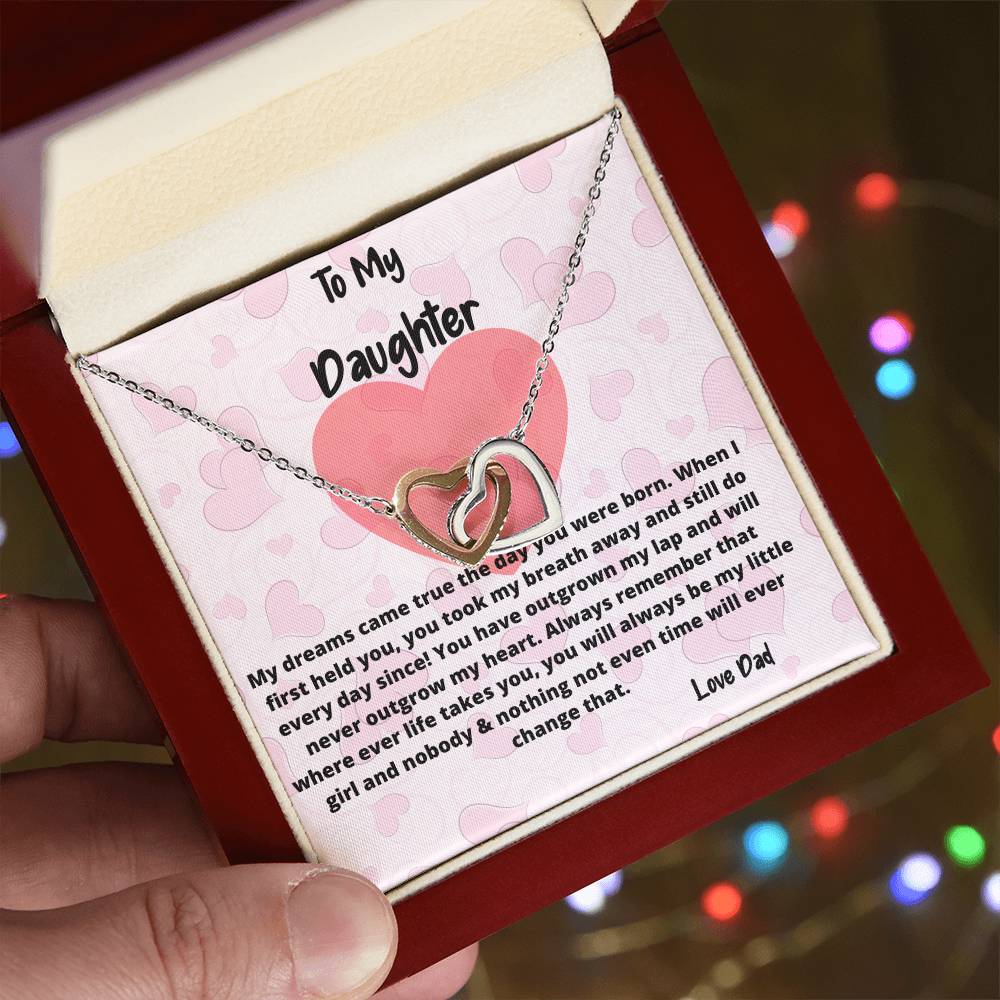 To My Daughter Necklace You Have Outgrown My Lap Double Hearts Necklace Interlocking Hearts Necklace