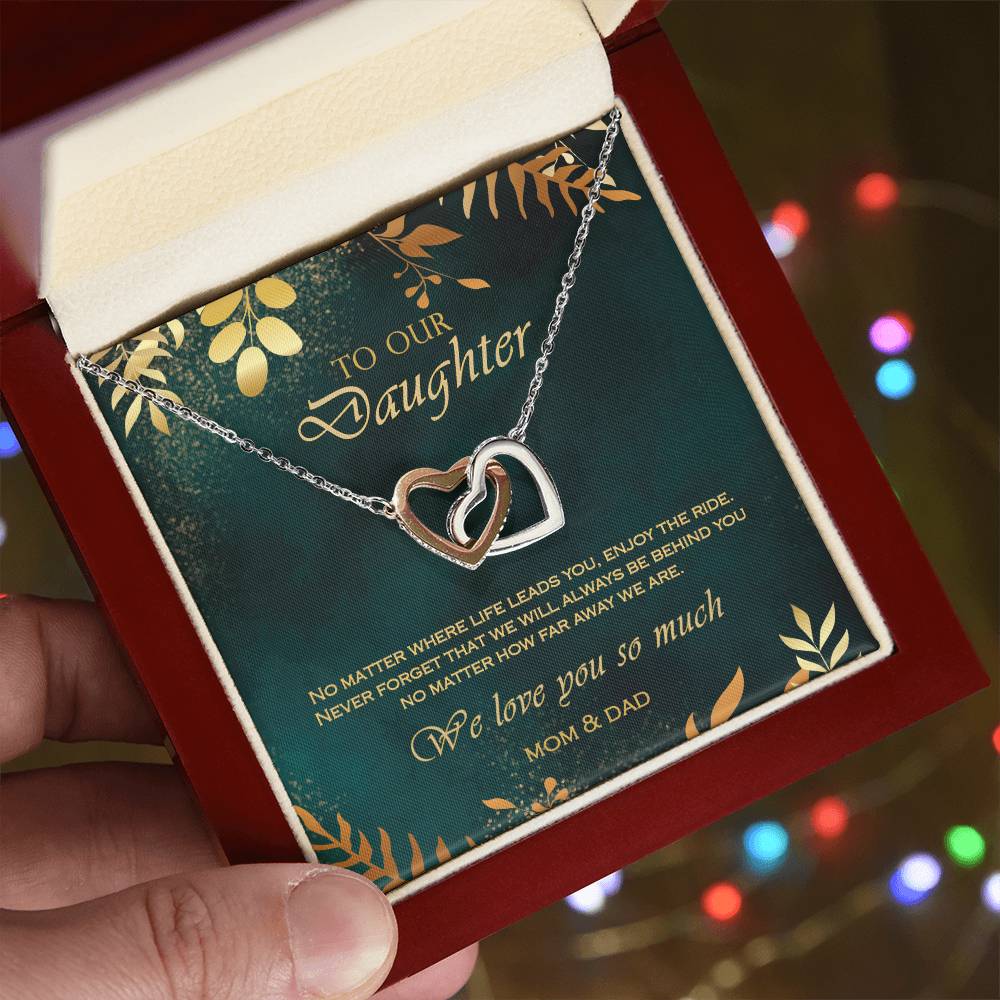 Interlocking Heart Necklace To Your Daughter – From Mom & Dad With Love – Jewelry Gift B1D8T4 Interlocking Hearts Necklace