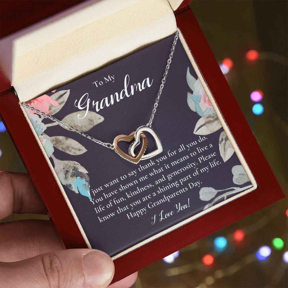 Gift For Grandma Necklace Grandmother Birthday Gift From Granddaughtergrandson To My Grandma Necklace Gift Grandmother Gift Grandparents Day Gift Interlocking Hearts Necklace