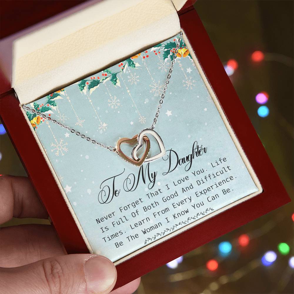 To My Daughter Interlocking Hearts Necklace Message Card