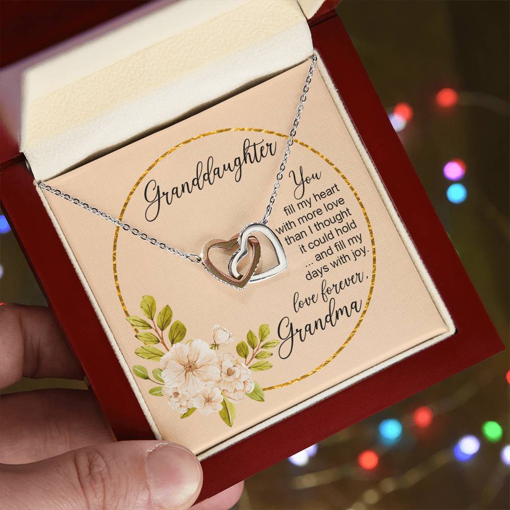 To Granddaughter From Grandmother You Fill My Days With Joy Heart Necklace Birthday Gift From Grandma Interlocking Hearts Necklace