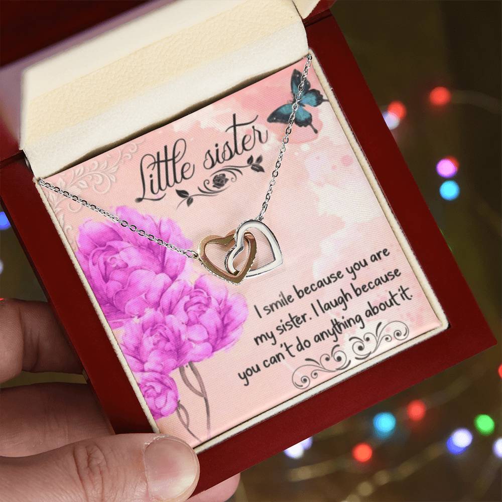 To My Little Sister Necklace Interlocking Hearts Necklace