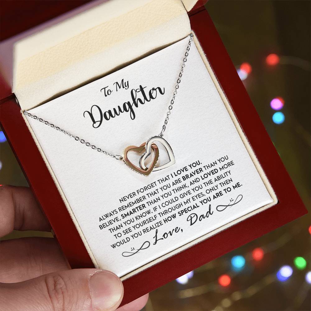 To My Daughter - Never Forget That I Love You - Interlocking Hears Necklace Interlocking Hearts Necklace