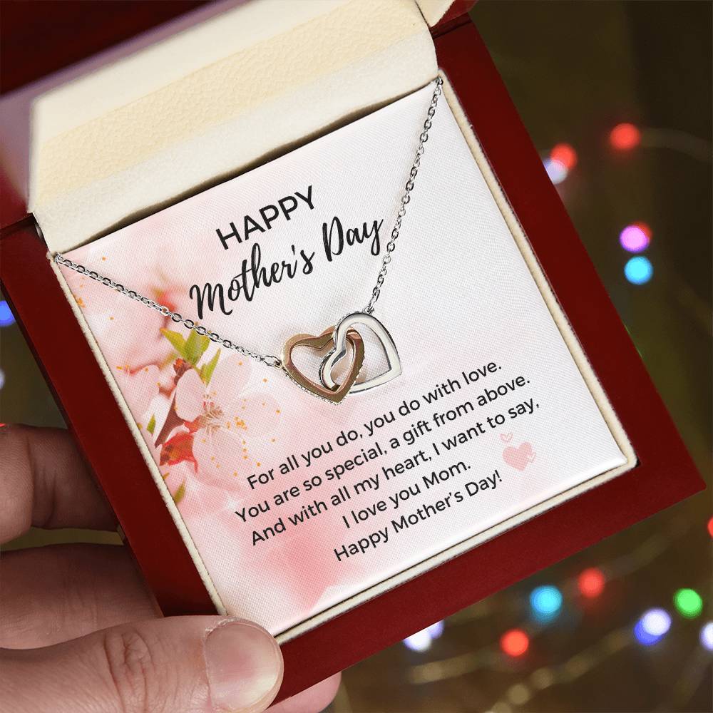 Mother'S Day Heart Necklace - 316 Steel With 18K Rose Gold Finish And Cubic Zirconia Stones - In The U.S.A. 🇺🇸 Interlocking Hearts Necklace