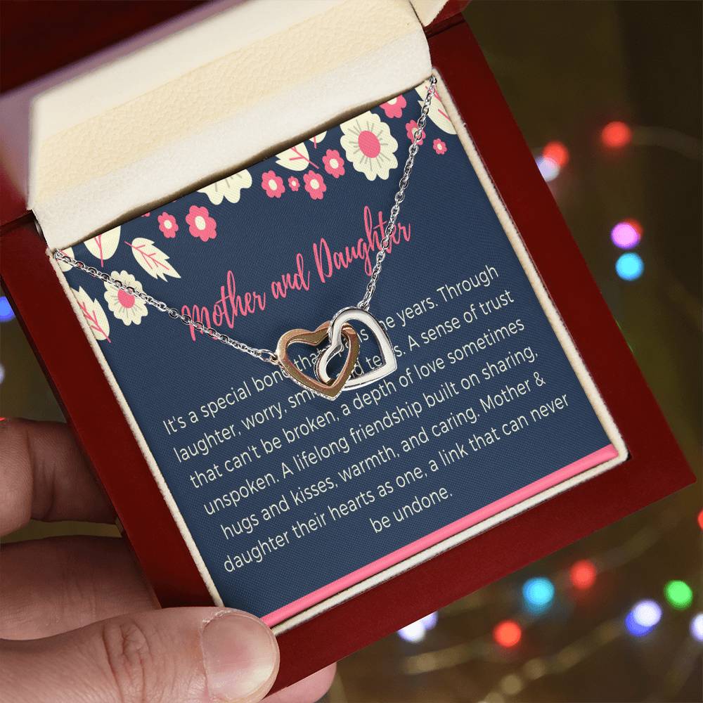 Mother And Daughter Necklace Set Mothers Day Gift Matching Mother Daughter Necklaces Wedding Gift Birthday 14Kt Gold Filled Rose Silver Interlocking Hearts Necklace