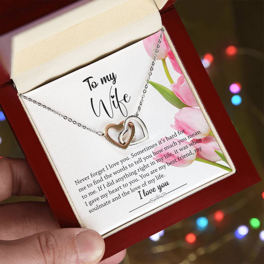 Interlocking Hearts - Pink Tulips Interlocking Hearts Necklace
