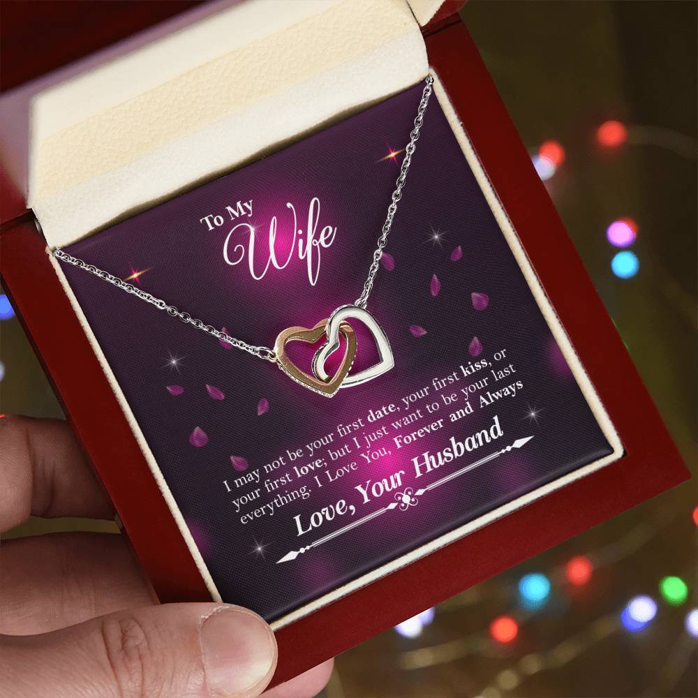 To My Wife Interlocking Hearts Necklace - Gift For Wife