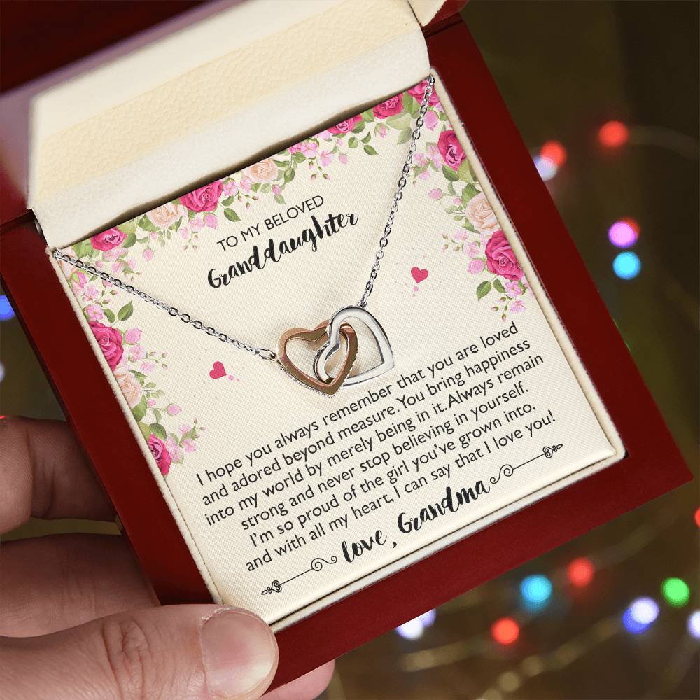 To My Beloved Granddaughter - Interlocking Heart Necklace From Grandma Interlocking Hearts Necklace