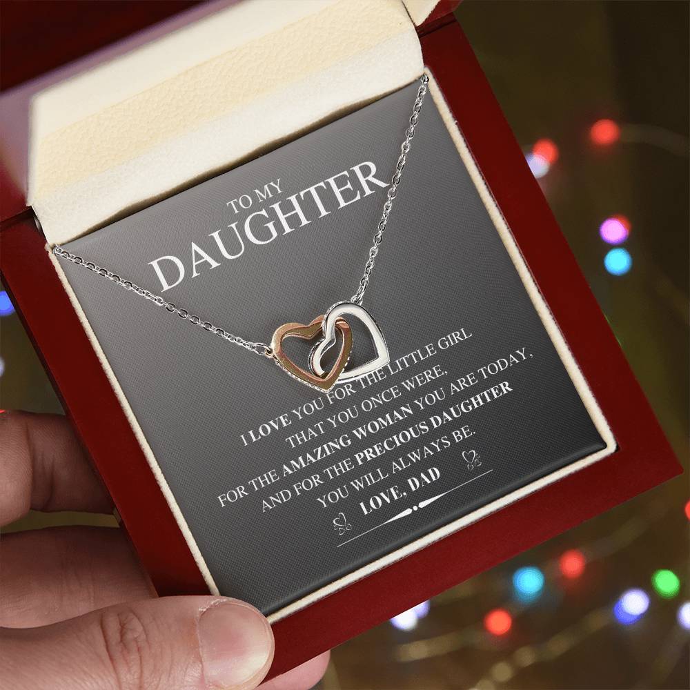 To My Daughter Necklace Gift From Dad Father Daughter Jewelry Gifts Birthday Gift For My Daughter Necklace Interlocking Hearts Necklace
