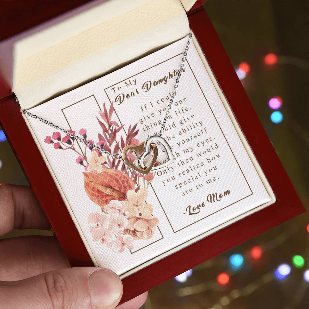 To My Daughter - Through My Eyes - Necklace Interlocking Hearts Necklace