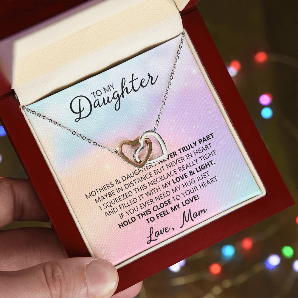 To My Daughter - Unique Interlocking Hearts Binding Necklace Gift Set Interlocking Hearts Necklace