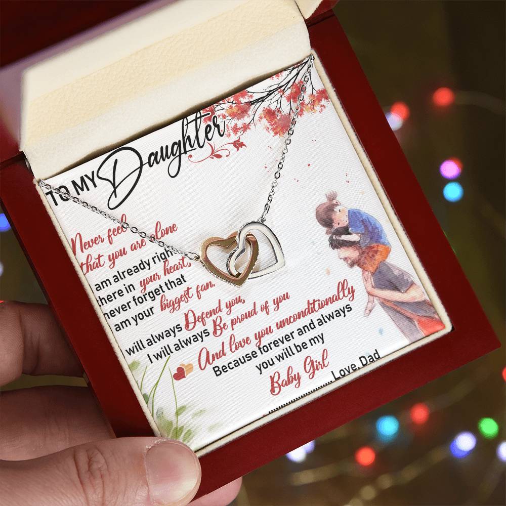To My Daughter Interlocking Hearts Necklace Message Card