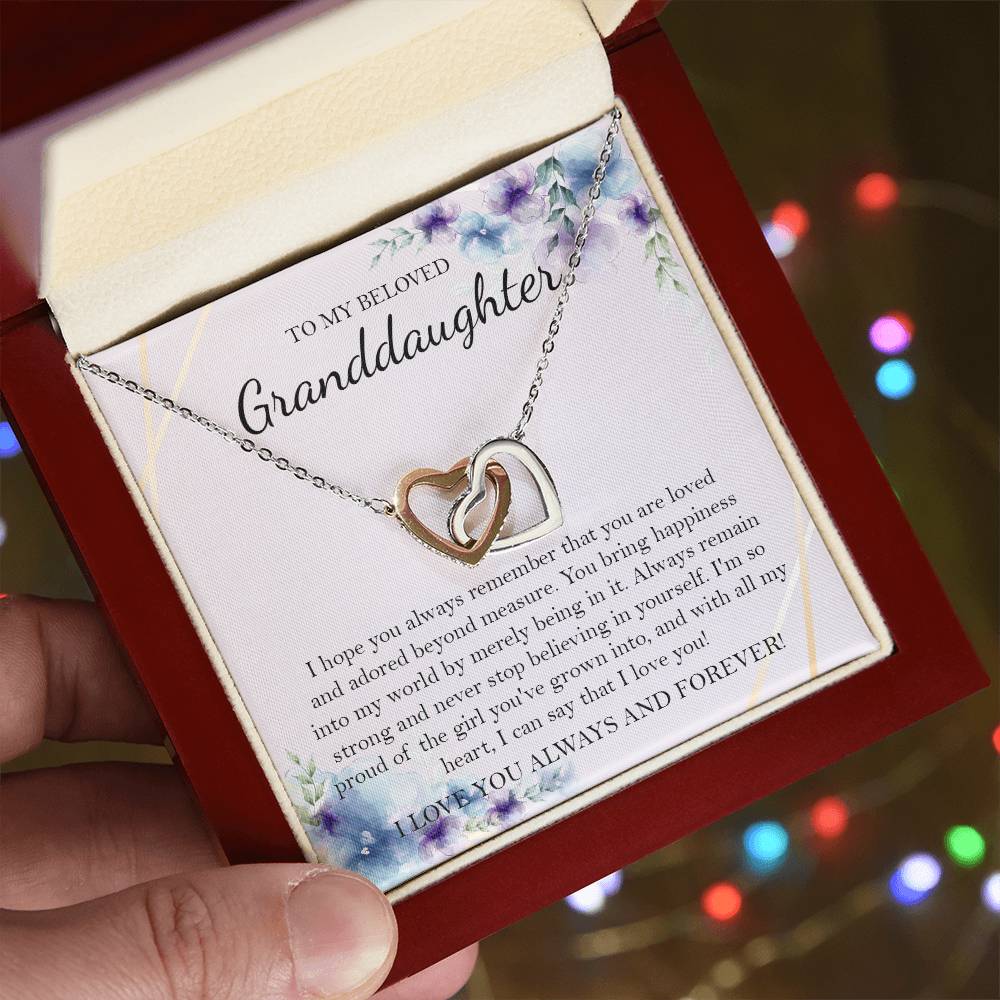 To My Beloved Granddaughter Necklace Gift For Granddaughter Granddaughter Birthday Gift Graduation Gift Interlocking Hearts Necklace
