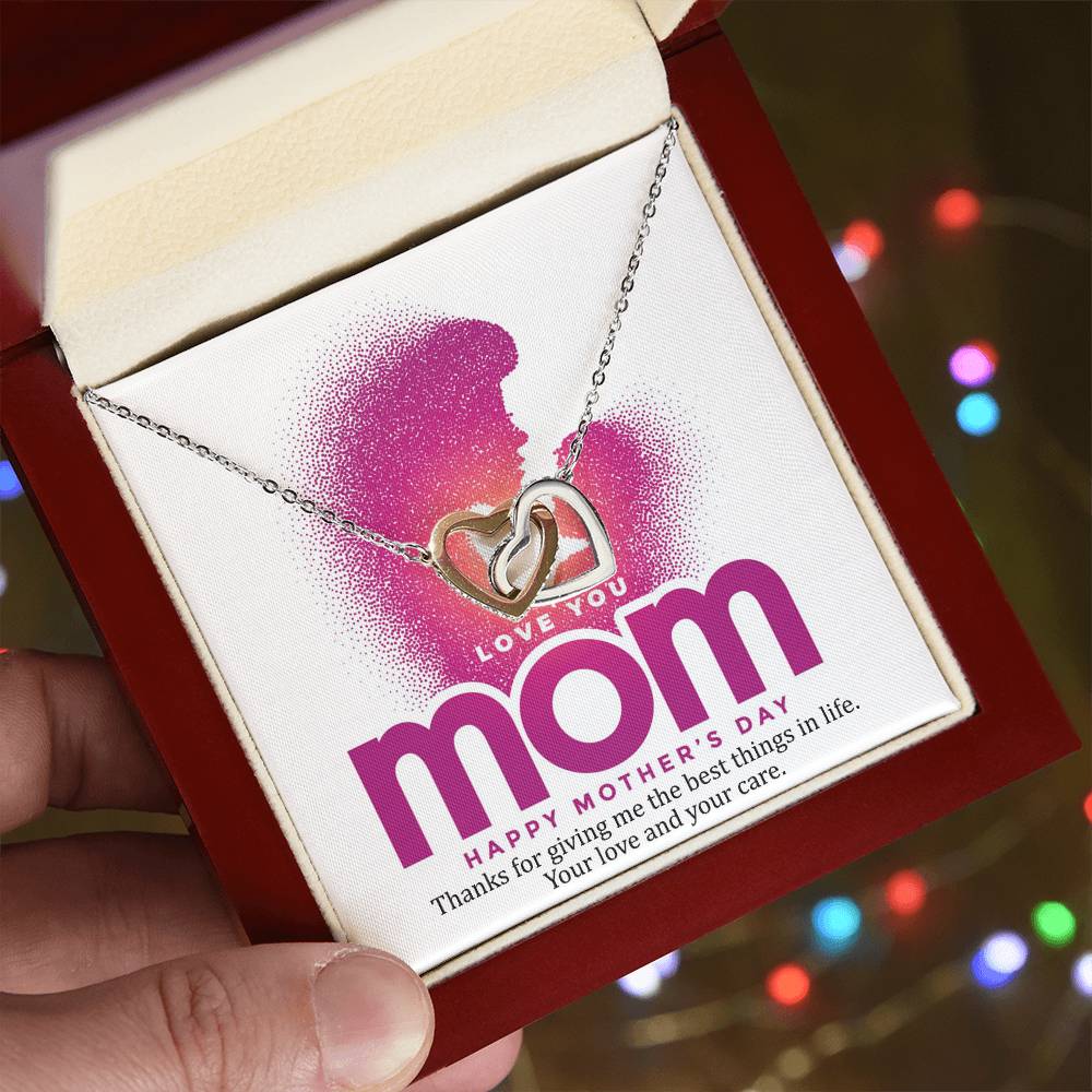 Thanks For Giving Me The Best Things In Life Mother - Necklace Interlocking Hearts Necklace