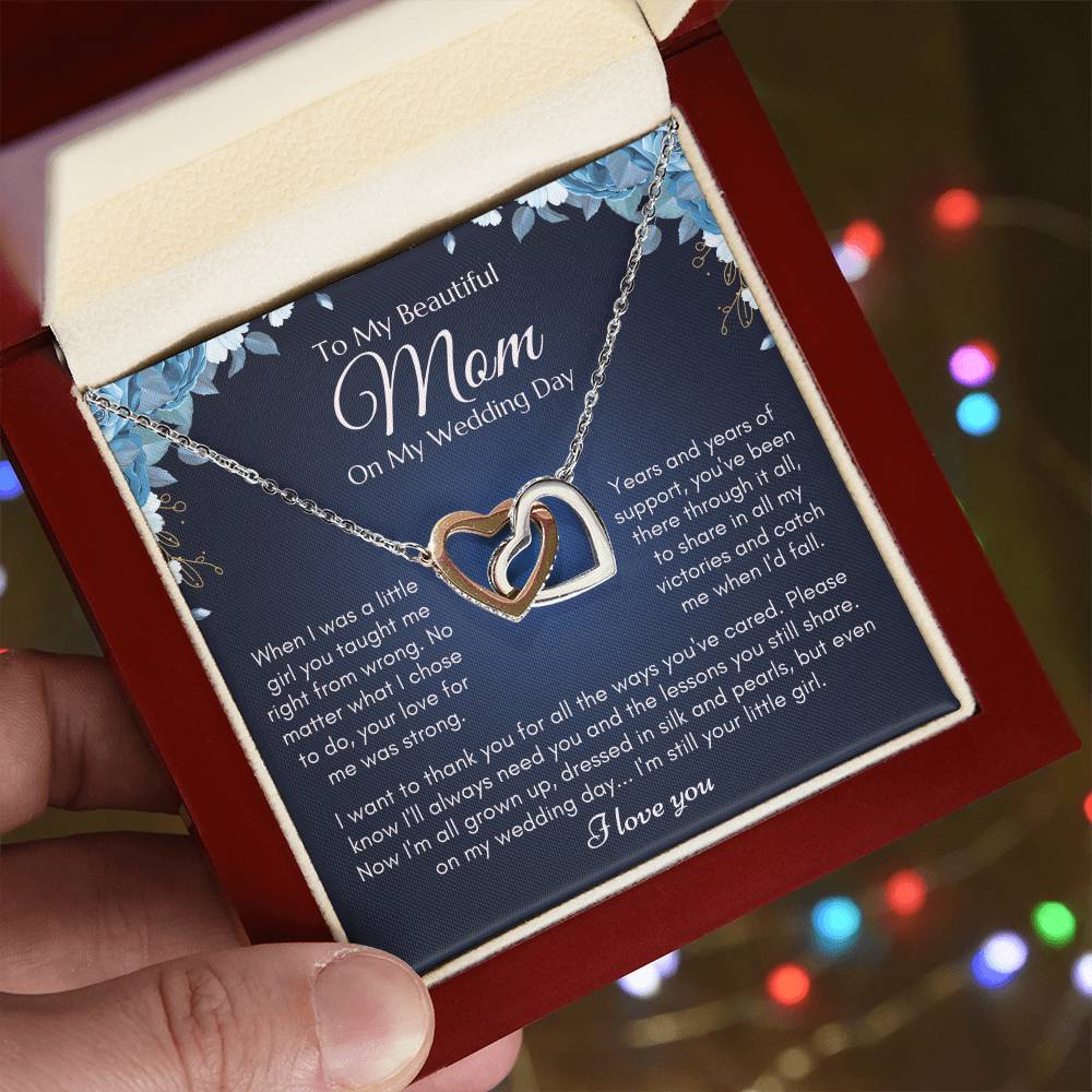 To My Mom On My Wedding Day Necklace Interlocking Hearts Necklace