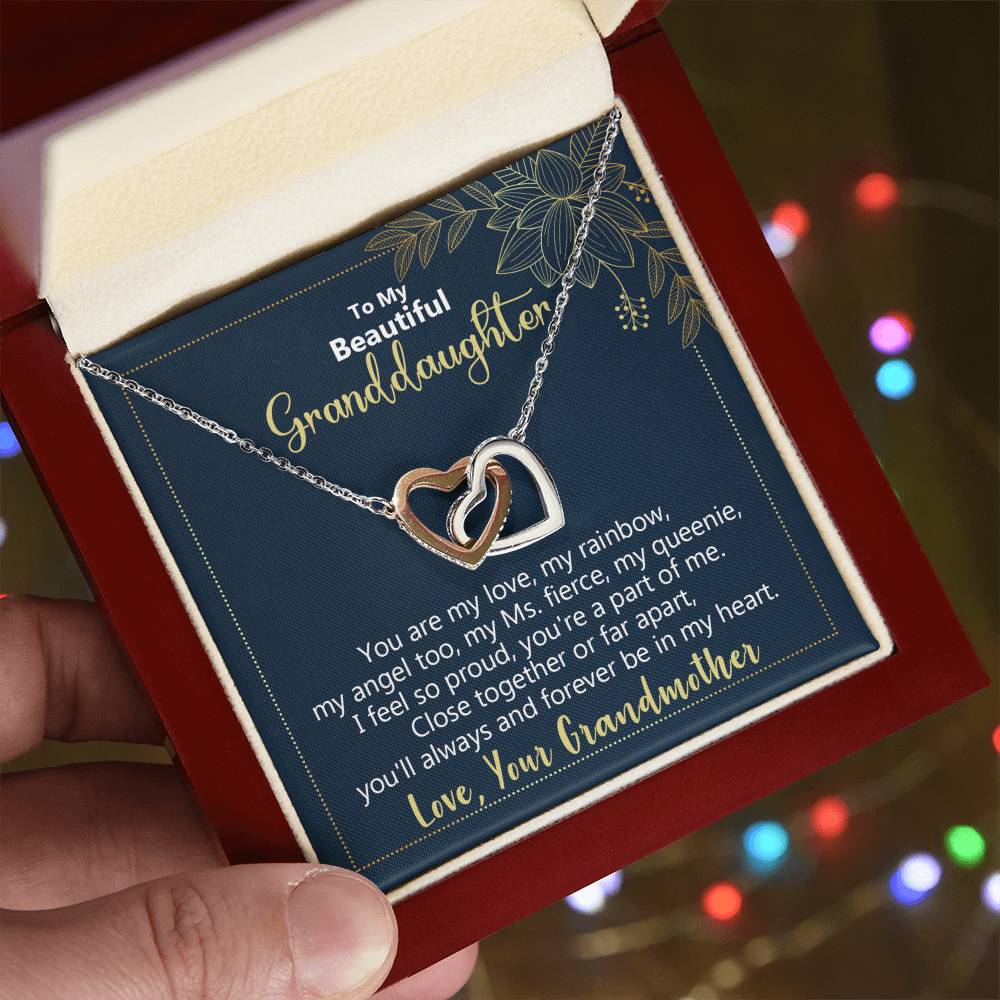 To My Beautiful Granddaughter - You'Ll Always And Forever Be In My Heart - Necklace Interlocking Hearts Necklace