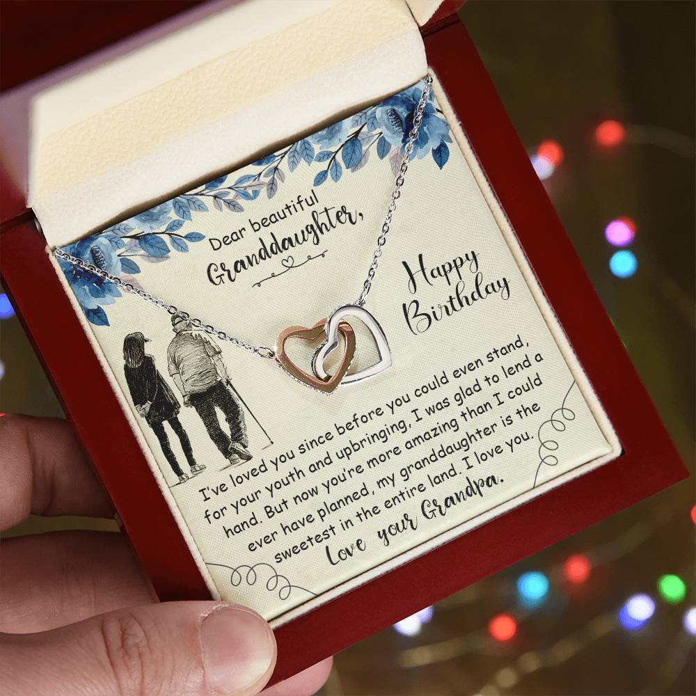Dear Beautiful Granddaughter Interlocking Hearts Necklace