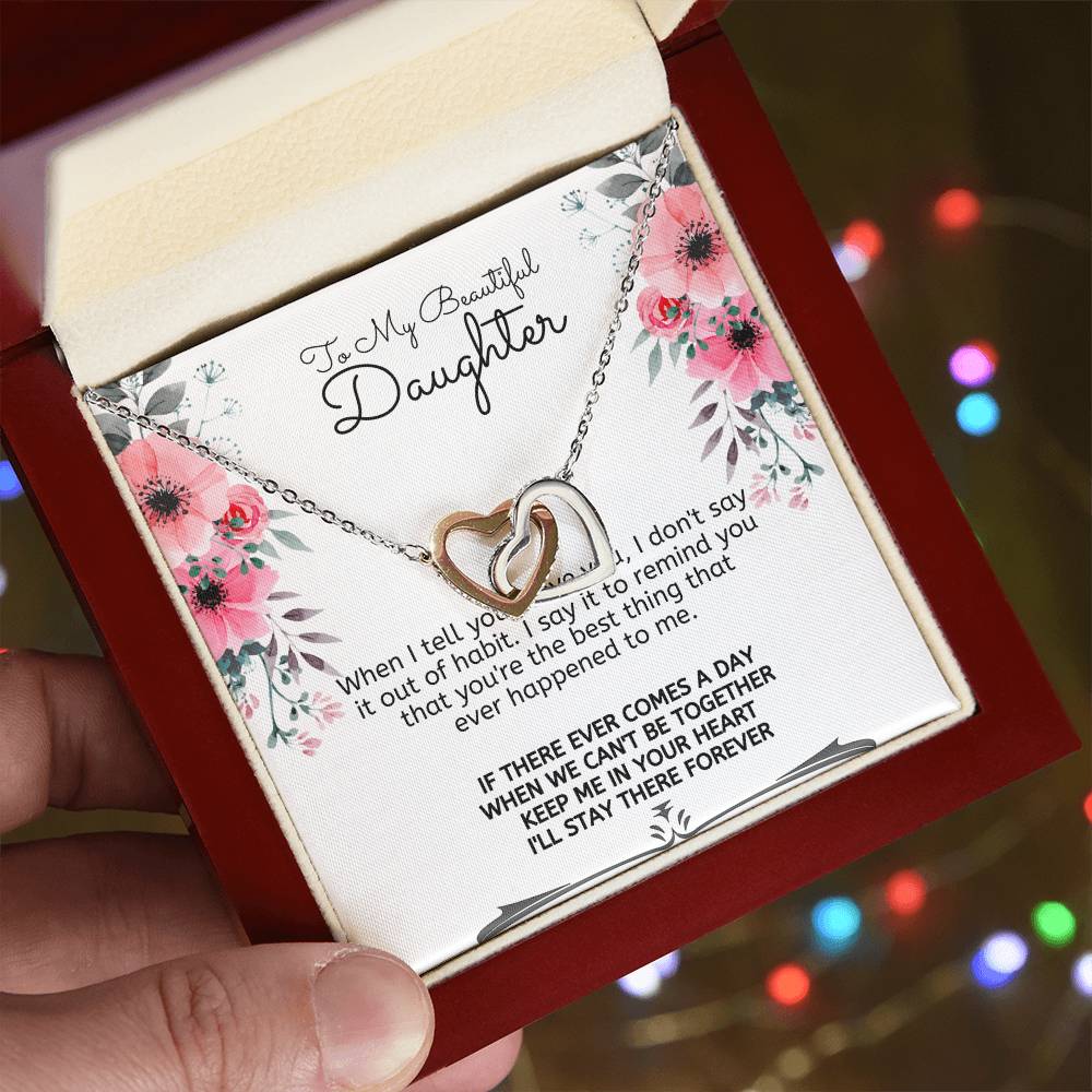 To My Daughter-Interlocking Hearts Necklace
