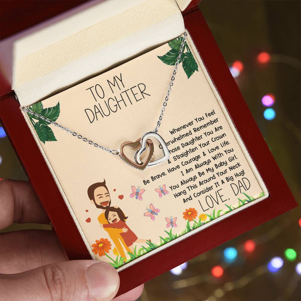 To My Daughter Love Dad Necklace Interlocking Hearts Necklace