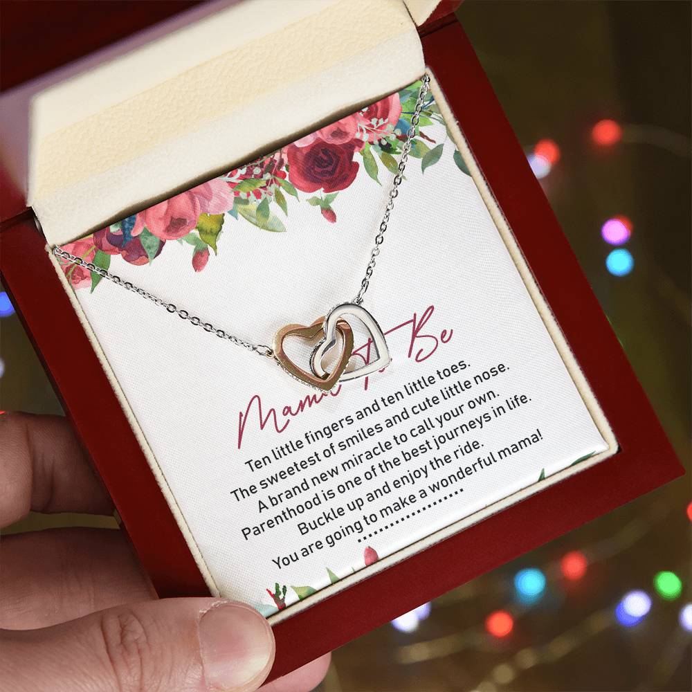 Mama To Be Interlocking Hearts Necklace Message Card