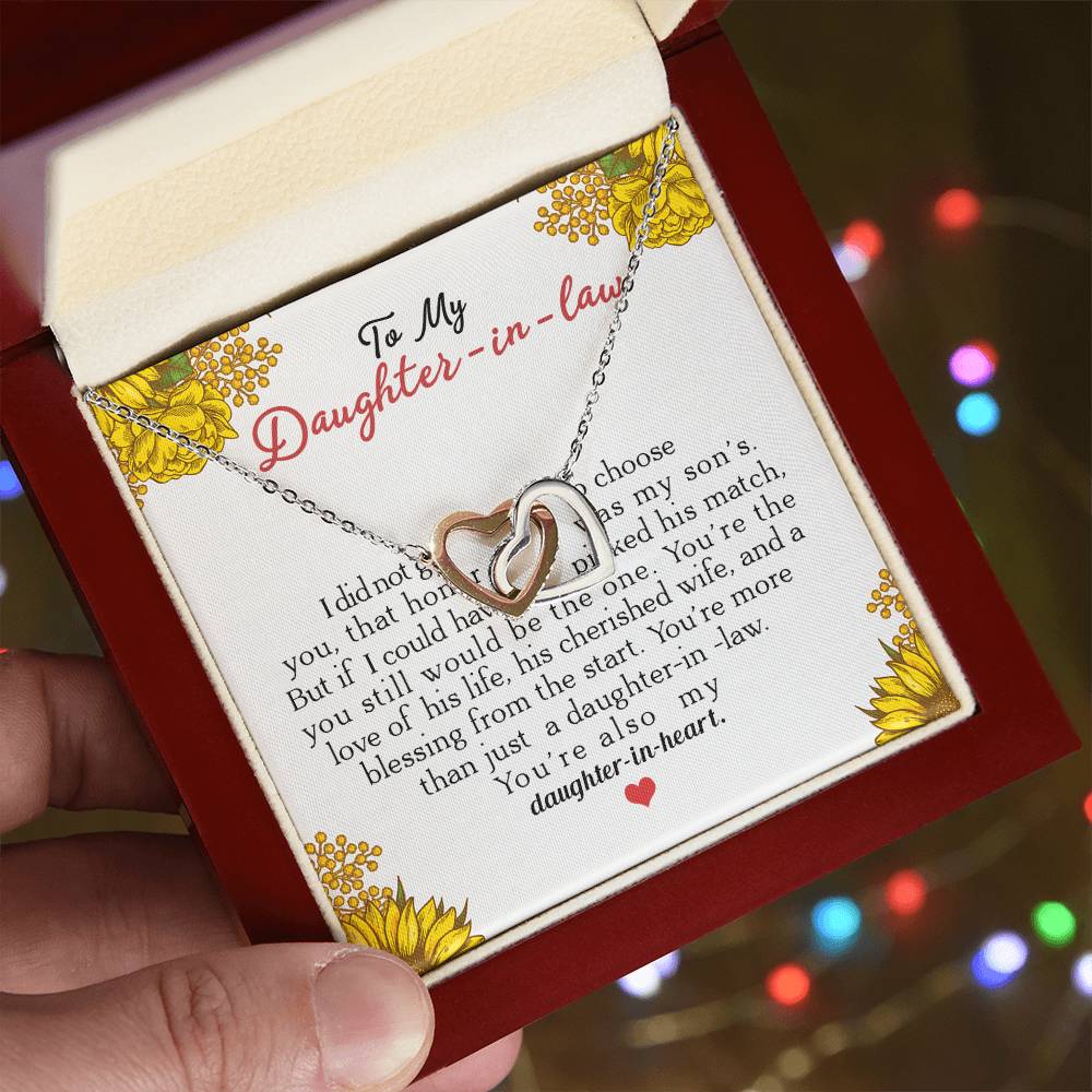 To My Daughter-In-Law You'Re Also My Daughter In Heart Interlocking Hearts Necklace