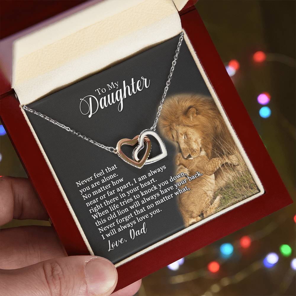 To My Daughter - I Will Always Love You - Necklace Mb Interlocking Hearts Necklace