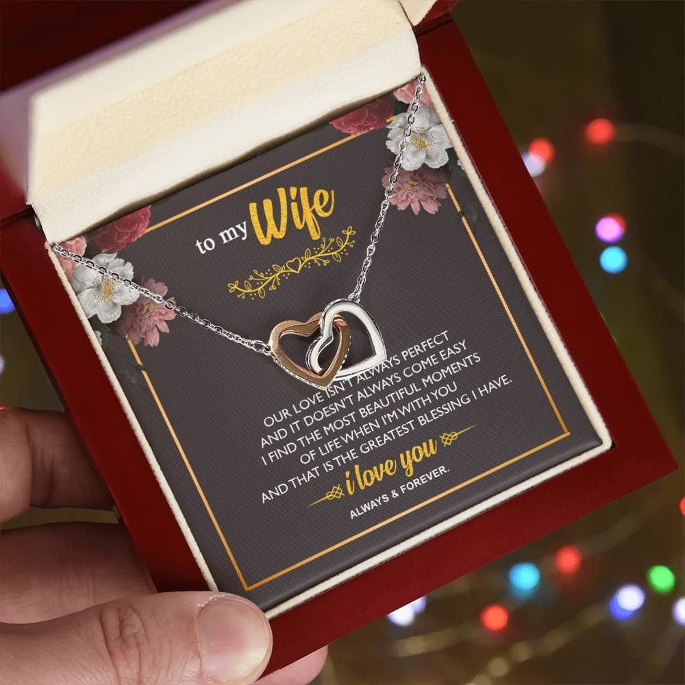 To My Wife - Interlocking Hearts - So40 Interlocking Hearts Necklace