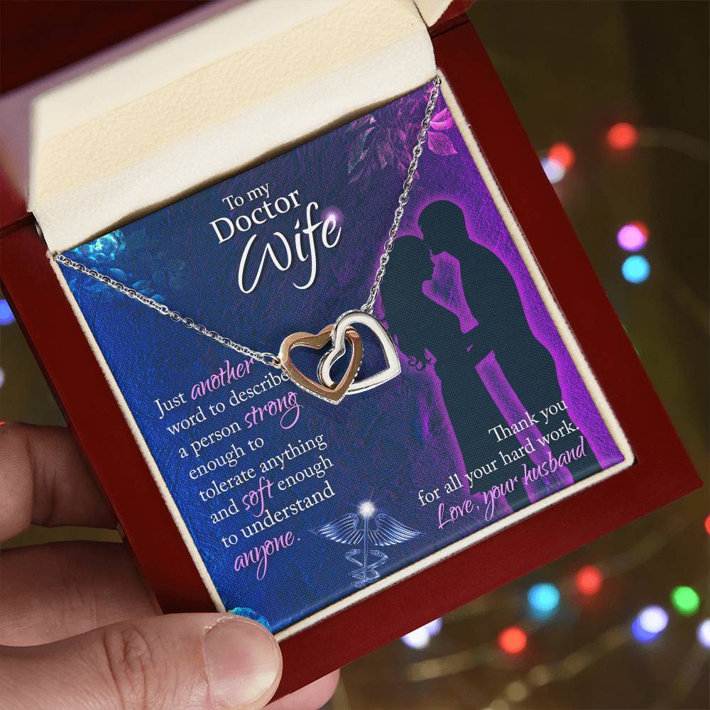 Silver Stethoscope Necklace Gift For Doctor Wife Doctor Wife Gift On Birthday Christmas Valentines Day Anniversary Doctor Gift For Her Interlocking Hearts Necklace