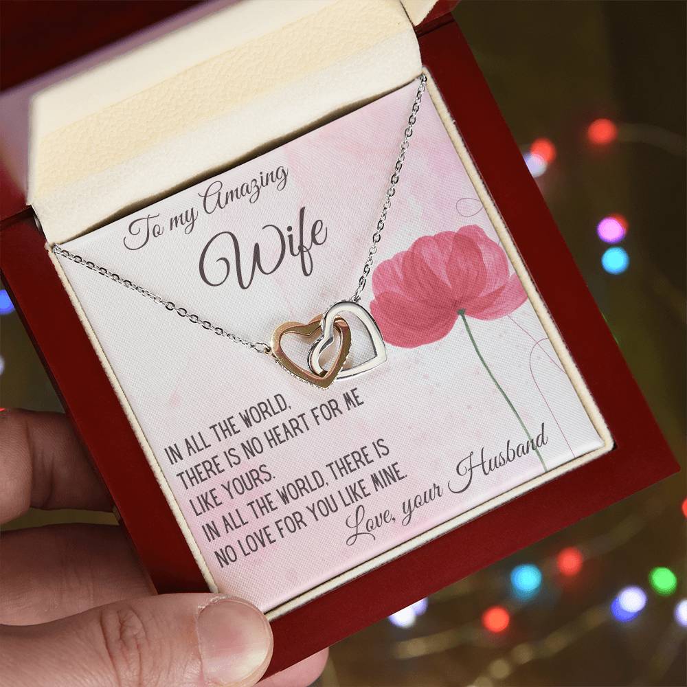 Gift For Wife There Is No Heart For Me Like Yours Interlocking Hearts Necklace