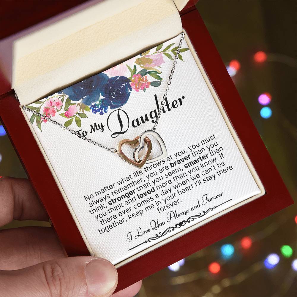 Interlocking Heart Necklace-To My Daughter Interlocking Hearts Necklace