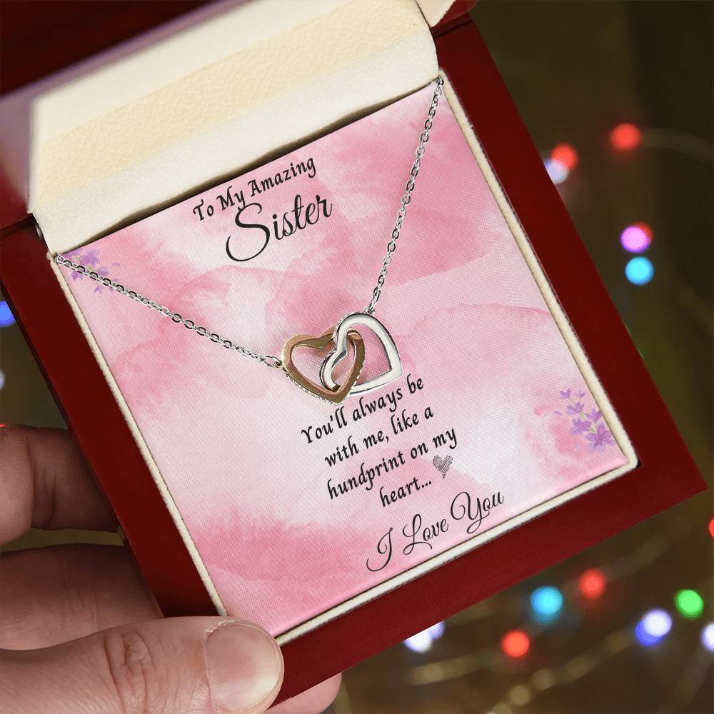 To My Amazing Sister Interlocking Hearts Necklace