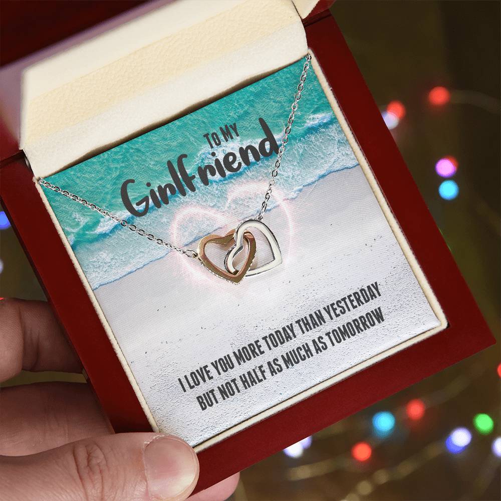 Interlocking Hearts Necklace For Girlfriend - I Love You