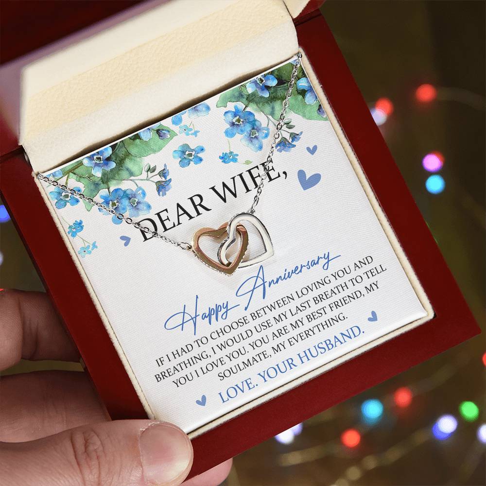 Dear Wife Happy Anniversary Interlocking Hearts Necklace Wedding Anniversary Gift