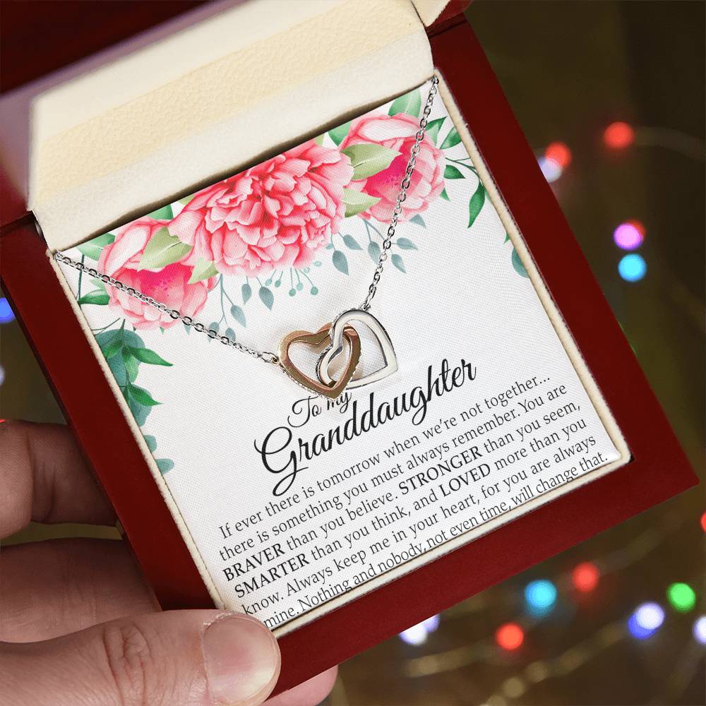 To Granddaughter - Double Heart Necklace - Interlocking Hearts Necklace
