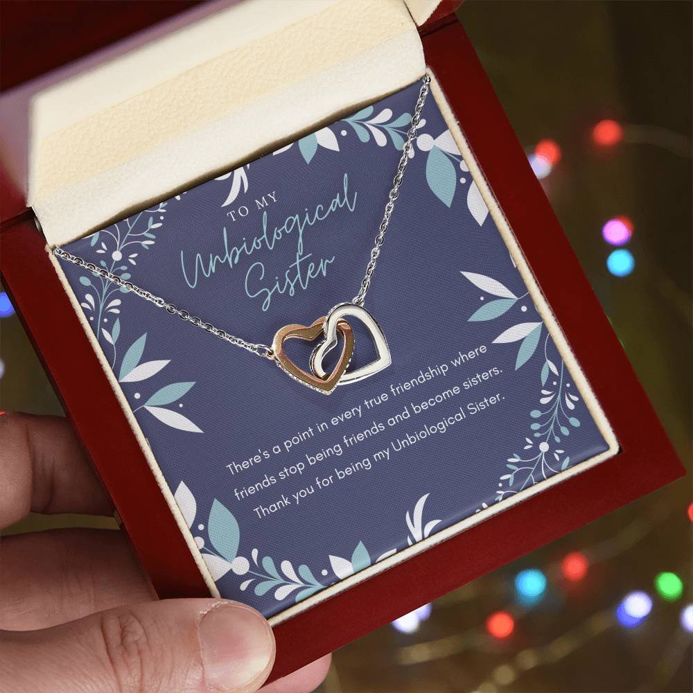 Unbiological Sister Interlocking Hearts Necklace