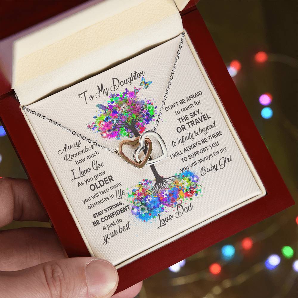 To My Daughter - Always Be My Baby Girl Interlocking Hearts Necklace
