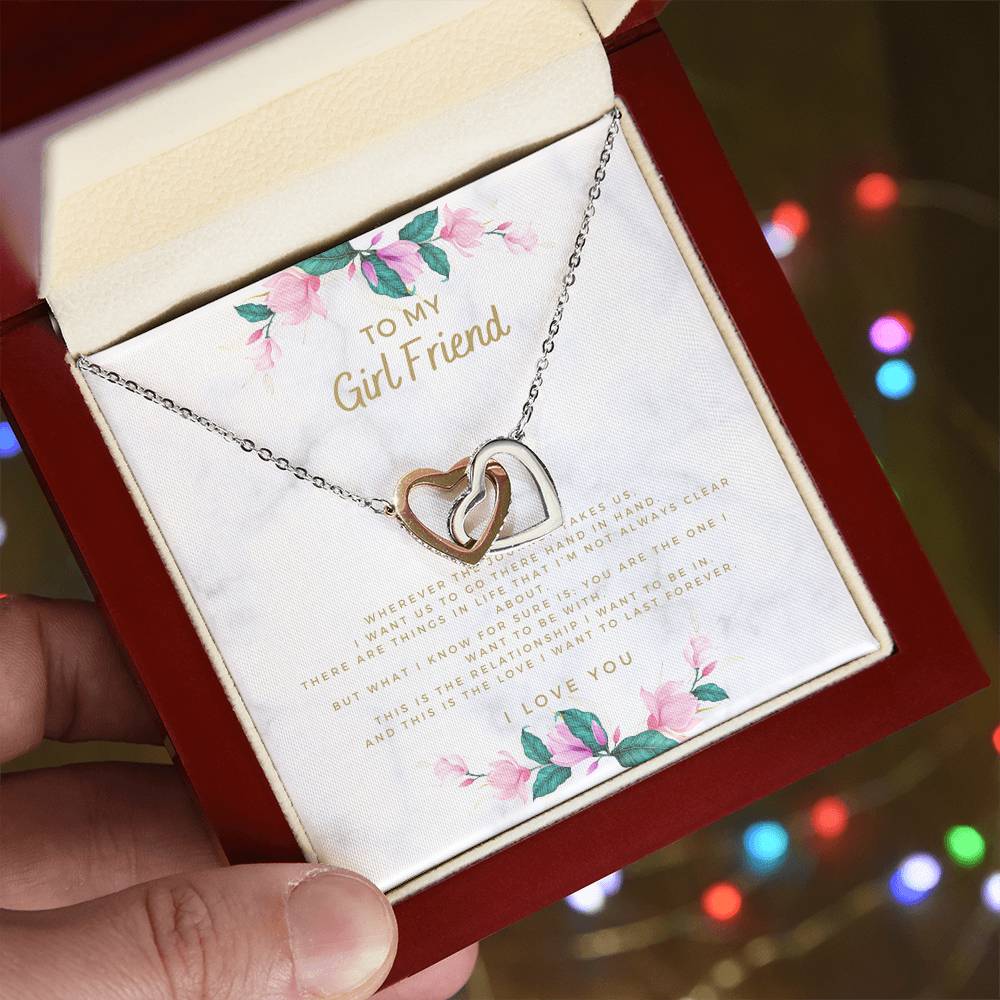 Wherever The Journey Takes Us Necklace Gift For Girlfriend From Boyfriend Interlocking Hearts Necklace