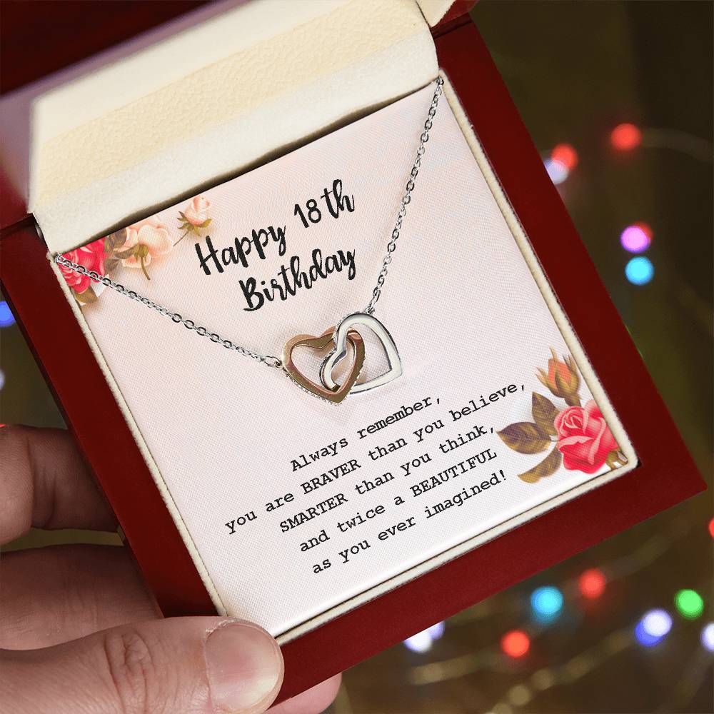 18Th Birthday Gifts For Girls 18Th Birthday Necklace 18Th Birthday Gift Girl. Gift For Sister Best Friend Daughter Niece Interlocking Hearts Necklace