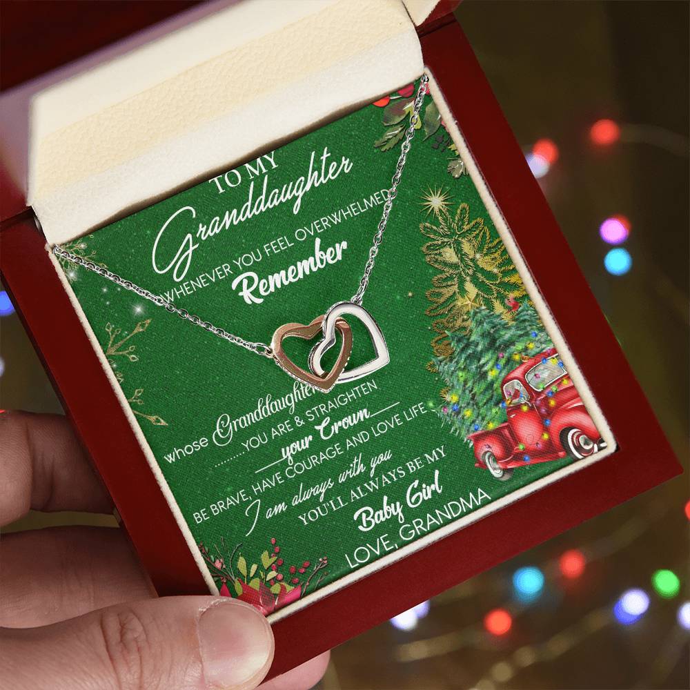 To My Granddaughter Interlocking Hearts Necklace Message Card