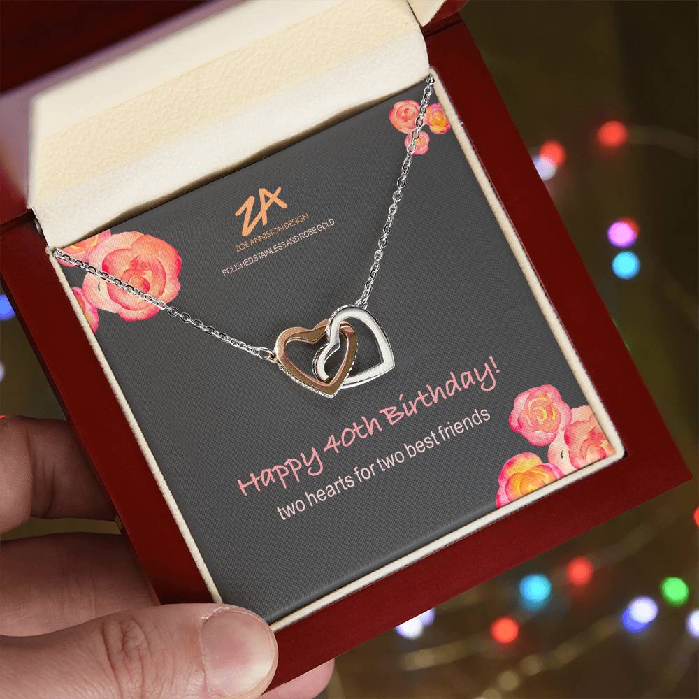 Happy 40Th Interlocking Hearts Necklace
